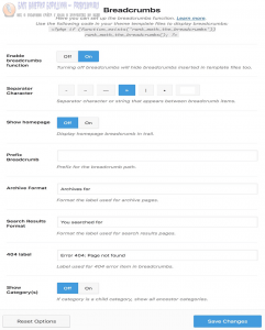 breadcrumbs settings