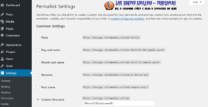 permalinks settings in wordpress admin